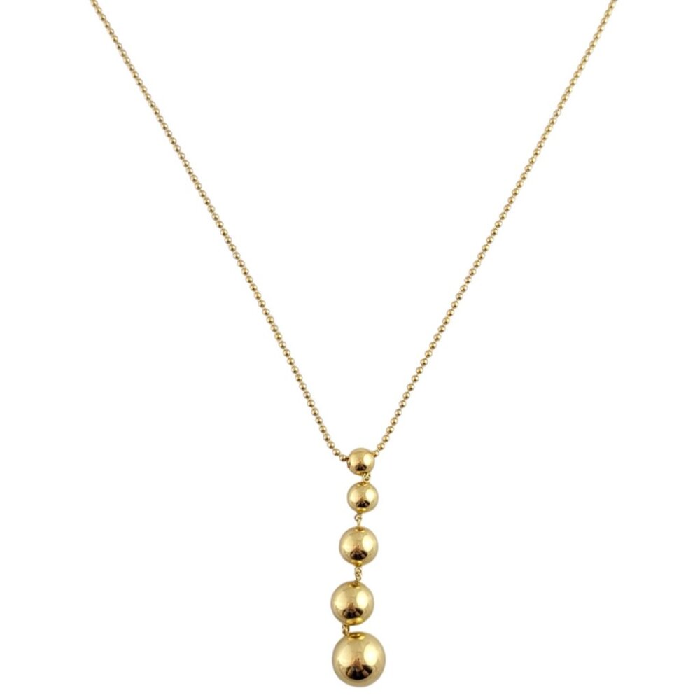 Tiffany & Co 18K Yellow Gold Graduated Bead Drop Pendant Necklace #14791